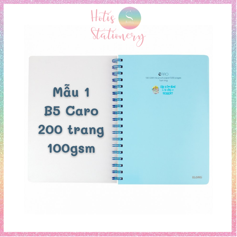 [HOTIS] Sổ lò xo kép KLong Caro B5 200 trang, bìa nhựa - MS576