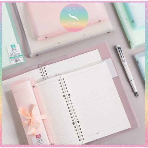 [HOTIS] Sổ A5, binder, sketchbook bìa trong mờ nhiều màu, có thể cuộn lại và thắc nơ làm quà tặng