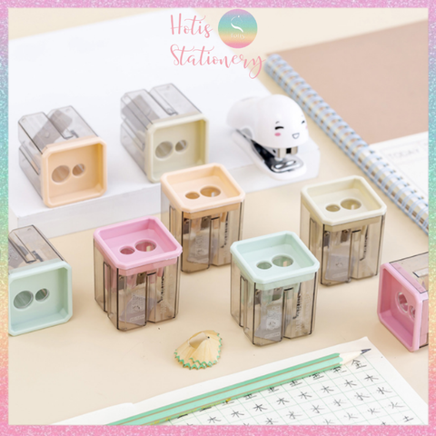 [HOTIS] Chuốt chì hình khối, đồ gọt bút chì 2 lưỡi UCHIO Double Holes