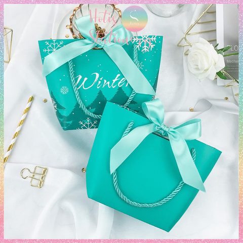 [HOTIS] Túi giấy đựng quà tặng nhiều hình xinh xắn có quai xách và tặng kèm ruy băng thắc nơ