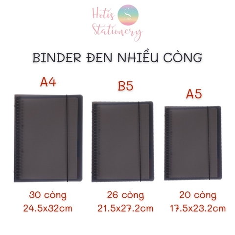 [HOTIS] Color Binder - Bìa còng nâu/ đen/ trắng - A6/ A5/ B5/ A4 (Không kèm giấy)