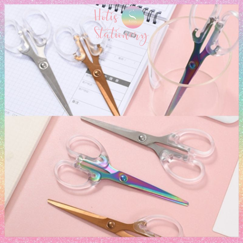 [HOTIS] Kéo cắt giấy trong suốt thiết kế xinh xắn, màu sắc sang chảnh