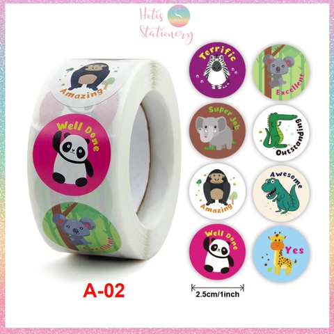 [HOTIS] Sticker Cuộn 500 Nhãn Dán Khen Thưởng Học Sinh - Tạo Động Lực, Kích Thích Học Tập, Phù Hợp Giáo Viên & Phụ Huynh
