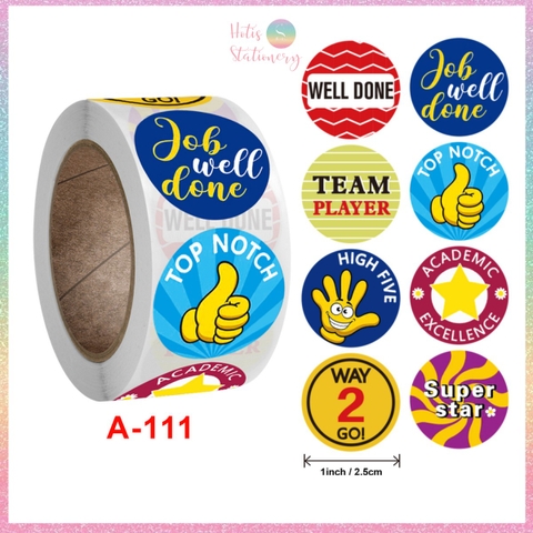 [HOTIS] Sticker Cuộn 500 Nhãn Dán Khen Thưởng Học Sinh - Tạo Động Lực, Kích Thích Học Tập, Phù Hợp Giáo Viên & Phụ Huynh