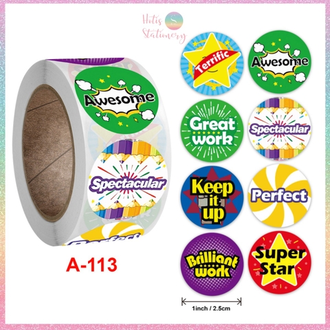 [HOTIS] Sticker Cuộn 500 Nhãn Dán Khen Thưởng Học Sinh - Tạo Động Lực, Kích Thích Học Tập, Phù Hợp Giáo Viên & Phụ Huynh