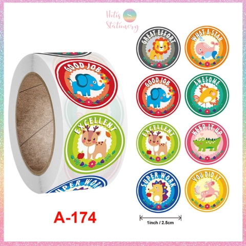 [HOTIS] Sticker Cuộn 500 Nhãn Dán Khen Thưởng Học Sinh - Tạo Động Lực, Kích Thích Học Tập, Phù Hợp Giáo Viên & Phụ Huynh