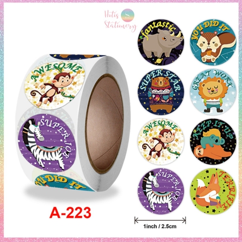 [HOTIS] Sticker Cuộn 500 Nhãn Dán Khen Thưởng Học Sinh - Tạo Động Lực, Kích Thích Học Tập, Phù Hợp Giáo Viên & Phụ Huynh