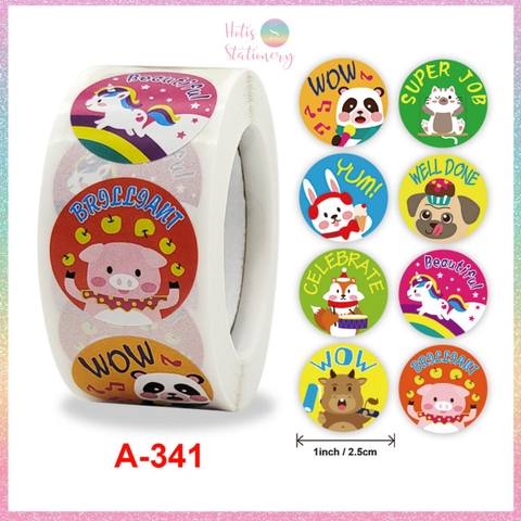 [HOTIS] Sticker Cuộn 500 Nhãn Dán Khen Thưởng Học Sinh - Tạo Động Lực, Kích Thích Học Tập, Phù Hợp Giáo Viên & Phụ Huynh