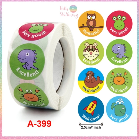 [HOTIS] Sticker Cuộn 500 Nhãn Dán Khen Thưởng Học Sinh - Tạo Động Lực, Kích Thích Học Tập, Phù Hợp Giáo Viên & Phụ Huynh