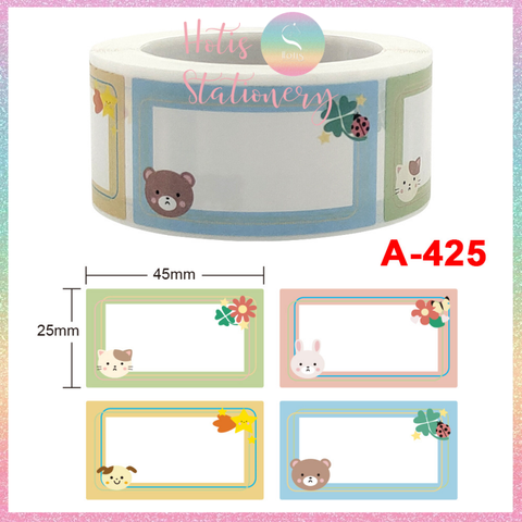 [HOTIS] Cuộn 200-300 tem dán sticker nhãn ghi tên dán sách vở, chai lọ, hộp nhựa