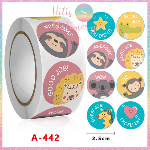 [HOTIS] Sticker Cuộn 500 Nhãn Dán Khen Thưởng Học Sinh - Tạo Động Lực, Kích Thích Học Tập, Phù Hợp Giáo Viên & Phụ Huynh