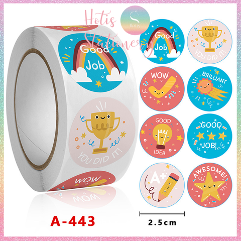 [HOTIS] Sticker Cuộn 500 Nhãn Dán Khen Thưởng Học Sinh - Tạo Động Lực, Kích Thích Học Tập, Phù Hợp Giáo Viên & Phụ Huynh