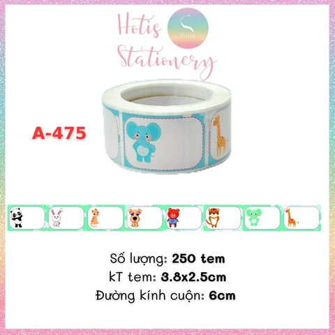 [HOTIS] Cuộn 200-300 tem dán sticker nhãn ghi tên dán sách vở, chai lọ, hộp nhựa