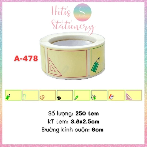 [HOTIS] Cuộn 200-300 tem dán sticker nhãn ghi tên dán sách vở, chai lọ, hộp nhựa