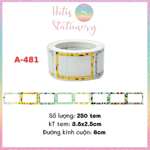 [HOTIS] Cuộn 200-300 tem dán sticker nhãn ghi tên dán sách vở, chai lọ, hộp nhựa