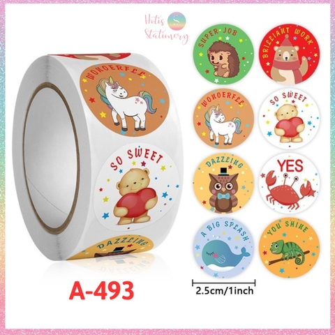 [HOTIS] Sticker Cuộn 500 Nhãn Dán Khen Thưởng Học Sinh - Tạo Động Lực, Kích Thích Học Tập, Phù Hợp Giáo Viên & Phụ Huynh