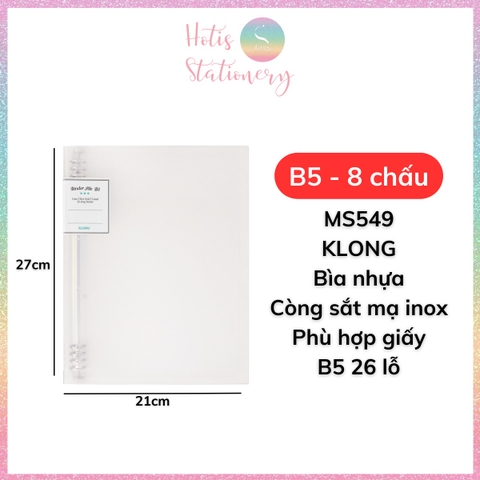 [HOTIS] Binder File còng sắt KLONG A4 B5 A5 bìa nhựa PP vân chéo dễ dàng thay giấy
