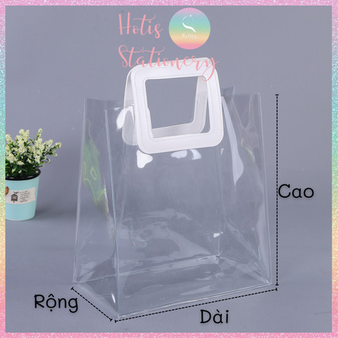 [HOTIS] [CỠ LỚN] Túi PVC trong suốt loại dày cầm tay đựng quà tặng, mỹ phẩm - Nhiều kích cỡ, màu sắc