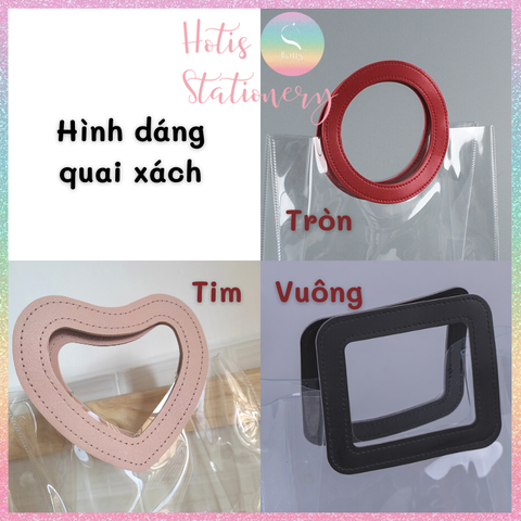 [HOTIS] [CỠ LỚN] Túi PVC trong suốt loại dày cầm tay đựng quà tặng, mỹ phẩm - Nhiều kích cỡ, màu sắc