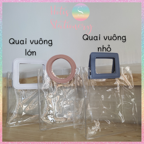 [HOTIS] [CÕ NHỎ] Túi PVC trong suốt loại dày cầm tay đựng quà tặng, mỹ phẩm