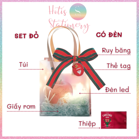 [HOTIS] Full combo 6 món túi đựng quà tặng Giáng Sinh 2023