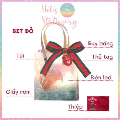 [HOTIS] Full combo 6 món túi đựng quà tặng Giáng Sinh 2023