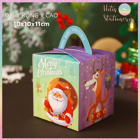 [HOTIS] Túi giấy đựng quà tặng Giáng Sinh Noel Merry Christmas mặt kính trong suốt, hộp quà Noel Mini