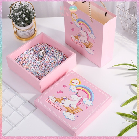 [HOTIS] 14 mẫu - Set Hộp đựng quà tự gấp kèm Túi giấy tiện lợi tiết kiệm hơn KT 20x20x6cm