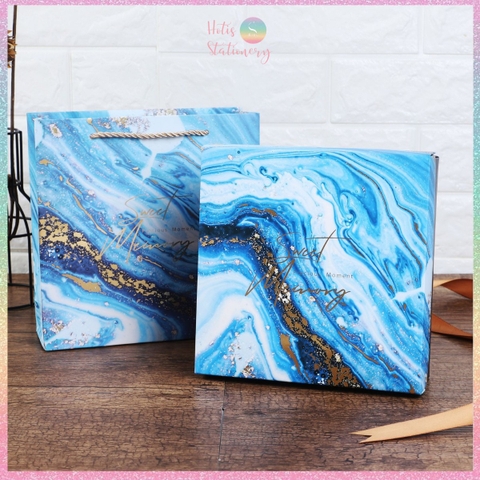 [HOTIS] 14 mẫu - Set Hộp đựng quà tự gấp kèm Túi giấy tiện lợi tiết kiệm hơn KT 20x20x6cm