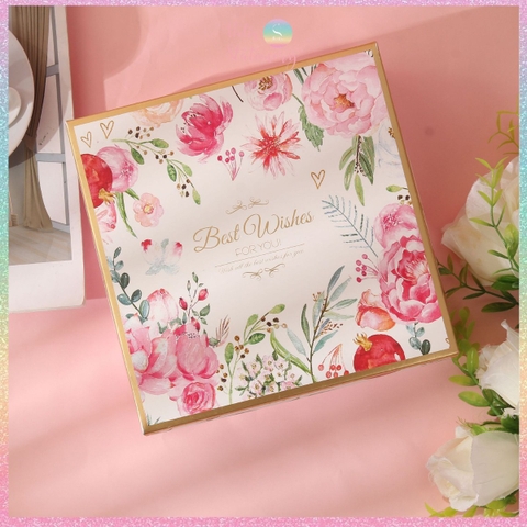 [HOTIS] 14 mẫu - Set Hộp đựng quà tự gấp kèm Túi giấy tiện lợi tiết kiệm hơn KT 20x20x6cm