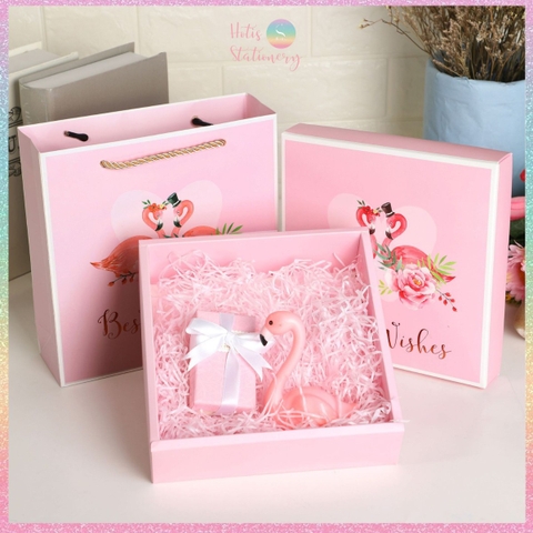 [HOTIS] 14 mẫu - Set Hộp đựng quà tự gấp kèm Túi giấy tiện lợi tiết kiệm hơn KT 20x20x6cm