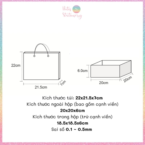 [HOTIS] 14 mẫu - Set Hộp đựng quà tự gấp kèm Túi giấy tiện lợi tiết kiệm hơn KT 20x20x6cm