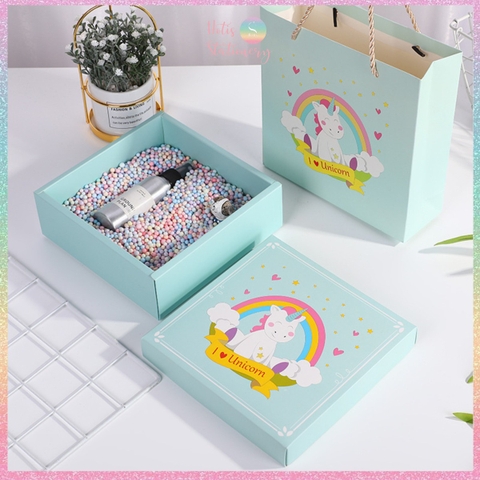 [HOTIS] 14 mẫu - Set Hộp đựng quà tự gấp kèm Túi giấy tiện lợi tiết kiệm hơn KT 20x20x6cm