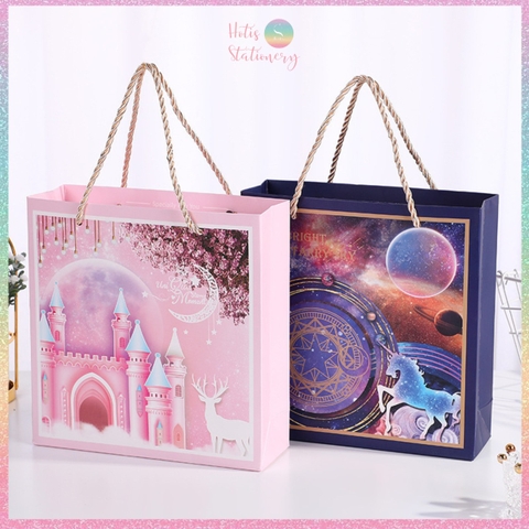 [HOTIS] 14 mẫu - Set Hộp đựng quà tự gấp kèm Túi giấy tiện lợi tiết kiệm hơn KT 20x20x6cm