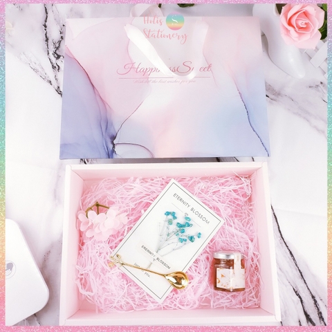 [HOTIS] 5 mẫu - Set Hộp đựng quà tự gấp kèm Túi giấy tiện lợi tiết kiệm hơn, dáng hộp chữ nhật