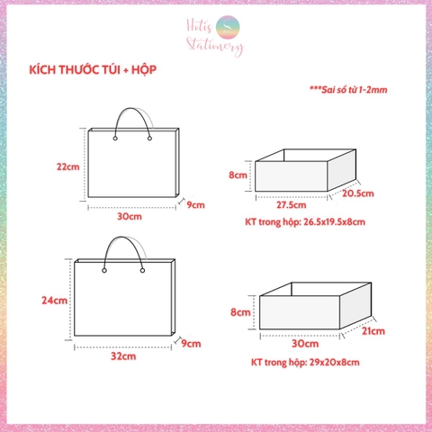 [HOTIS] 5 mẫu - Set Hộp đựng quà tự gấp kèm Túi giấy tiện lợi tiết kiệm hơn, dáng hộp chữ nhật