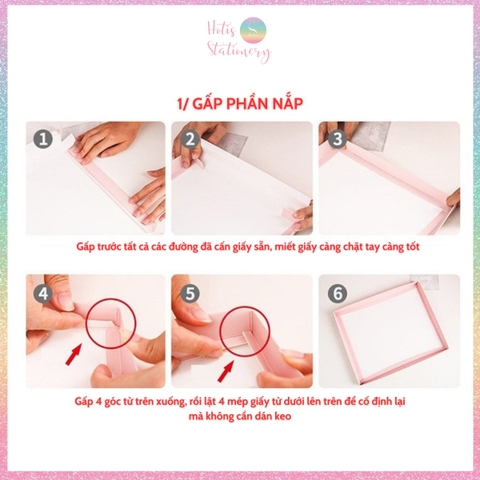 [HOTIS] 5 mẫu - Set Hộp đựng quà tự gấp kèm Túi giấy tiện lợi tiết kiệm hơn, dáng hộp chữ nhật
