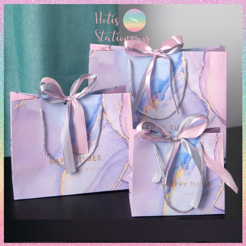 [HOTIS] 8 MẪU - Túi giấy đựng quà tặng vân gold gradient có quai xách và tặng kèm ruy băng thắc nơ đôi - 3 size