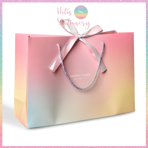 [HOTIS] 8 MẪU - Túi giấy đựng quà tặng vân gold gradient có quai xách và tặng kèm ruy băng thắc nơ đôi - 3 size