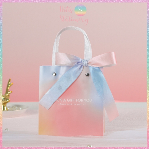 [HOTIS] Túi Đựng Quà Tặng Màu Gradient Kèm Ruy Băng Thắt Nơ - Túi Đựng Mỹ Phẩm, Đựng Quà Nhiều Size, Chất Liệu Nhựa Cao Cấp