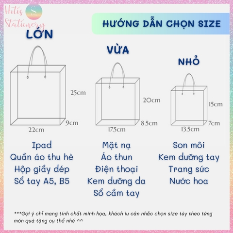 [HOTIS] Túi Đựng Quà Tặng Màu Gradient Kèm Ruy Băng Thắt Nơ - Túi Đựng Mỹ Phẩm, Đựng Quà Nhiều Size, Chất Liệu Nhựa Cao Cấp