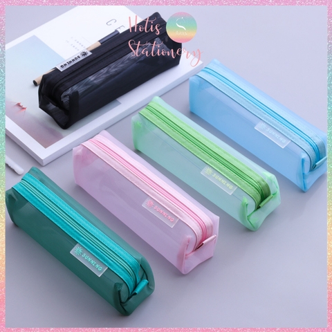 [HOTIS] Túi lưới đựng bút trong suốt gam màu retro sang chảnh hiện đại