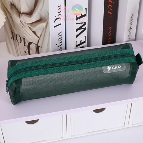 [HOTIS] Túi lưới đựng bút trong suốt gam màu retro sang chảnh hiện đại