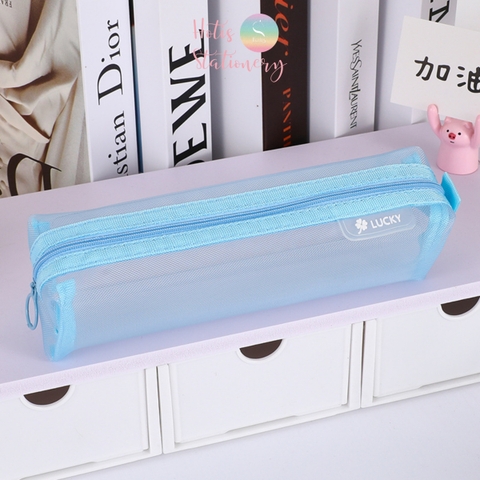 [HOTIS] Túi lưới đựng bút trong suốt gam màu retro sang chảnh hiện đại
