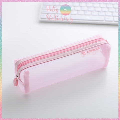 [HOTIS] Túi lưới đựng bút trong suốt gam màu retro sang chảnh hiện đại