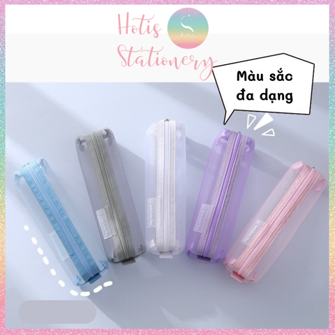 [HOTIS] Túi lưới đựng bút trong suốt gam màu retro sang chảnh hiện đại