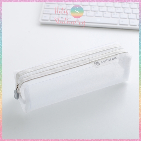 [HOTIS] Túi lưới đựng bút trong suốt gam màu retro sang chảnh hiện đại