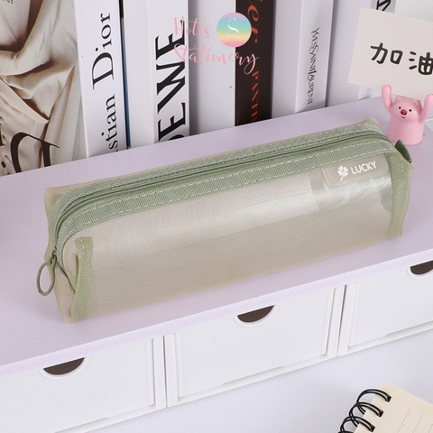 [HOTIS] Túi lưới đựng bút trong suốt gam màu retro sang chảnh hiện đại