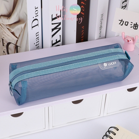 [HOTIS] Túi lưới đựng bút trong suốt gam màu retro sang chảnh hiện đại
