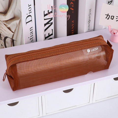 [HOTIS] Túi lưới đựng bút trong suốt gam màu retro sang chảnh hiện đại